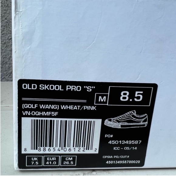 VANS SYNDICATE OLD SKOOL PRO GOLF WANG Tyler the Creator-PINK/WHEAT Size 8.5 NWT - Picture 12 of 14